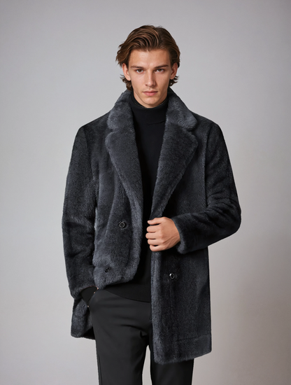 FERENO – Abrigo de invierno para hombre con cuello de pelo y cierre de botones
