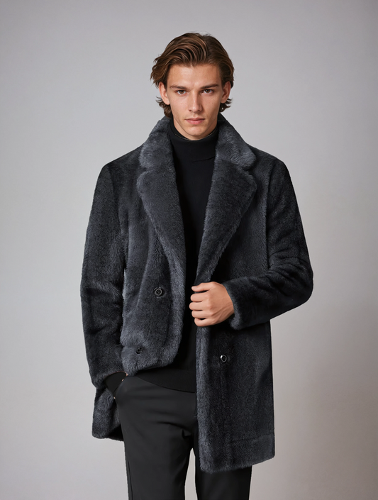FERENO – Abrigo de invierno para hombre con cuello de pelo y cierre de botones
