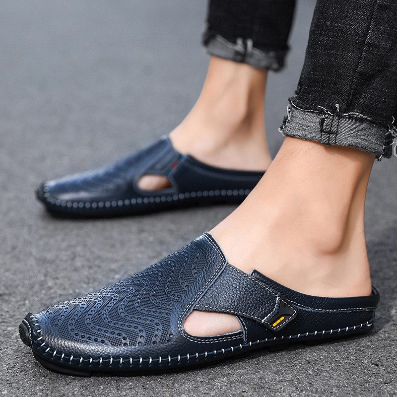 Mules de cuero para hombre con laterales abiertos – JARREN