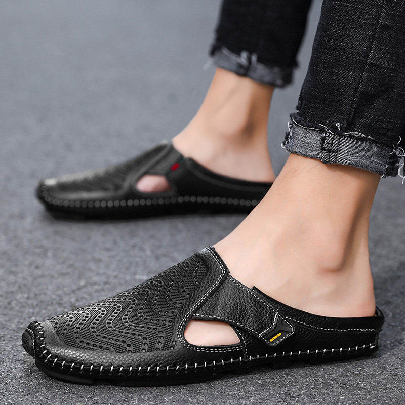 Mules de cuero para hombre con laterales abiertos – JARREN