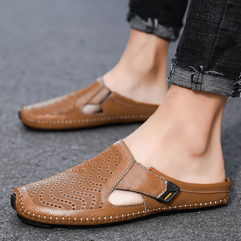 Mules de cuero para hombre con laterales abiertos – JARREN