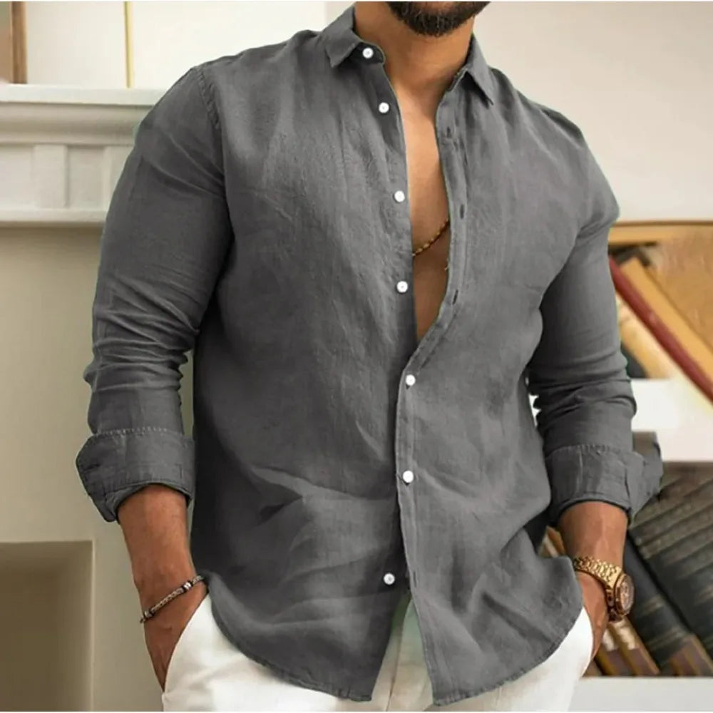 Camisa de lino transpirable de hombre, frescura y estilo estival – Ronnie