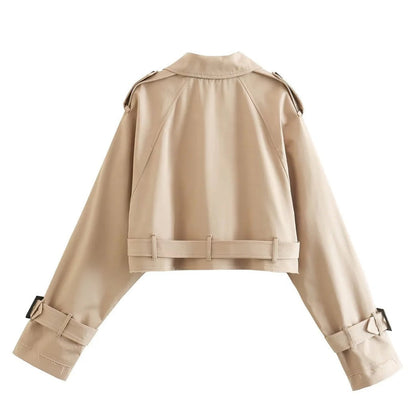 AMARA - Trench coat corto y moderno en beige para mujer