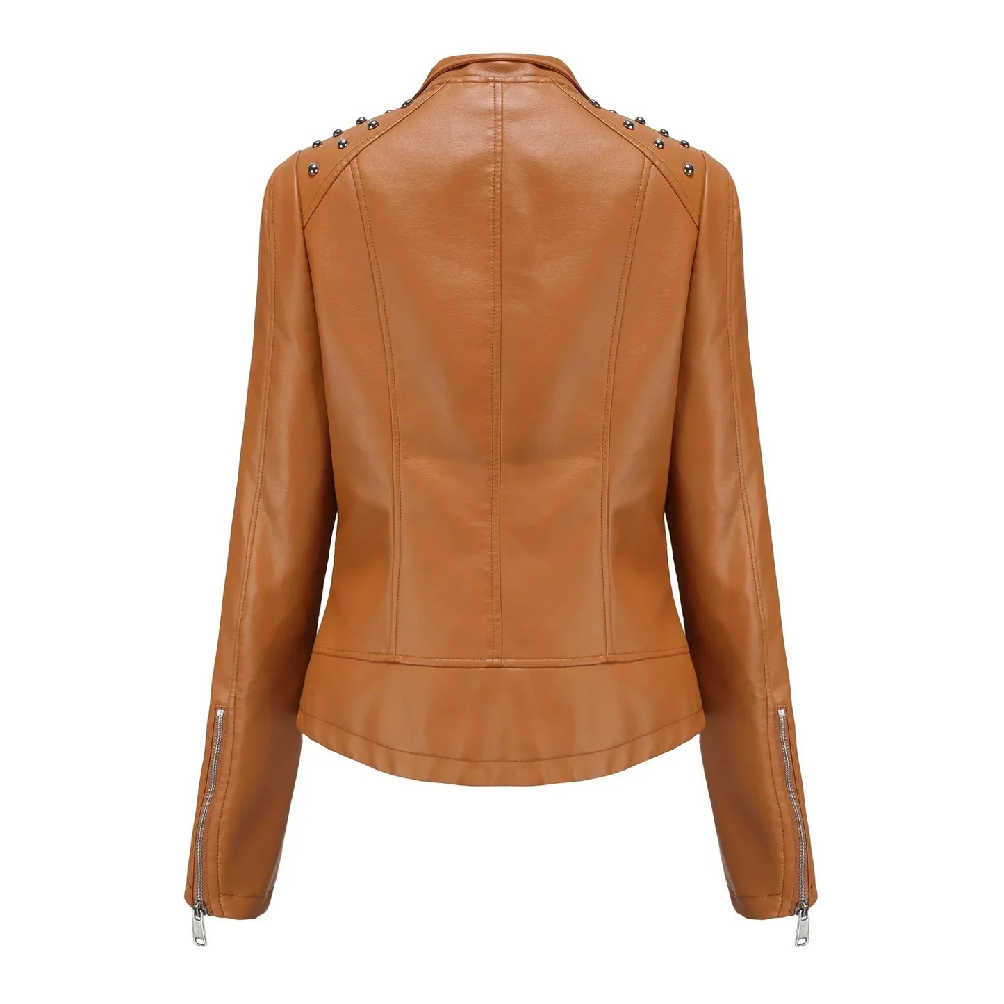 DOUTZEN - Chaqueta de cuero slim con estilo para mujeres