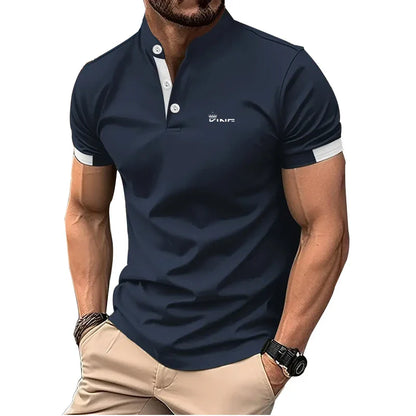 Polo moderna para hombre con cuello mao y detalle de botones – NIKO