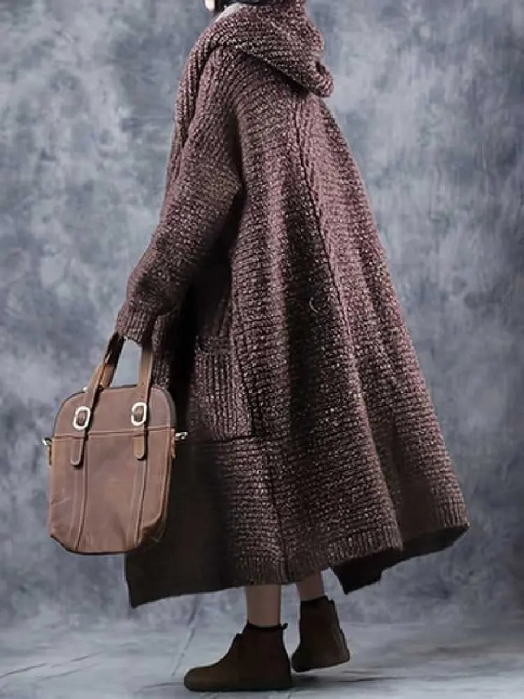 HIRAMON - Elegante chaqueta de punto con capucha para mujeres