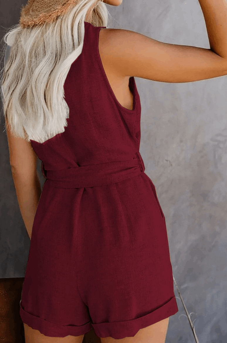 Mono de lino elegante con detalle de lazada en la cintura – LUMARIA