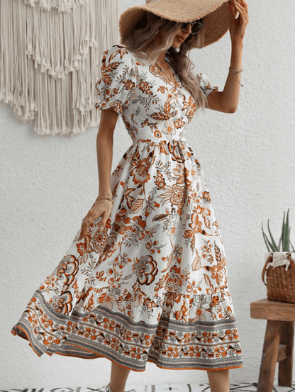Vestido de verano con diseño romántico y corte midi – ELINORA