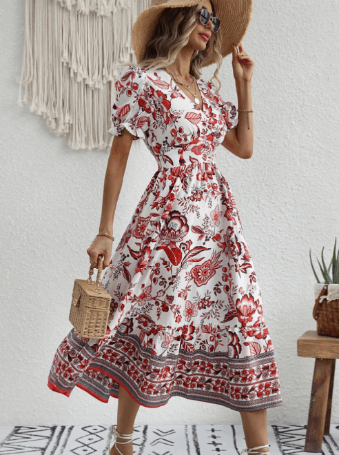 Vestido de verano con diseño romántico y corte midi – ELINORA
