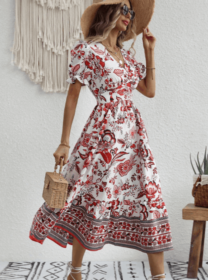 Vestido de verano con diseño romántico y corte midi – ELINORA