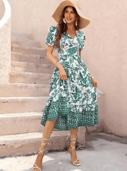 Vestido de verano con diseño romántico y corte midi – ELINORA