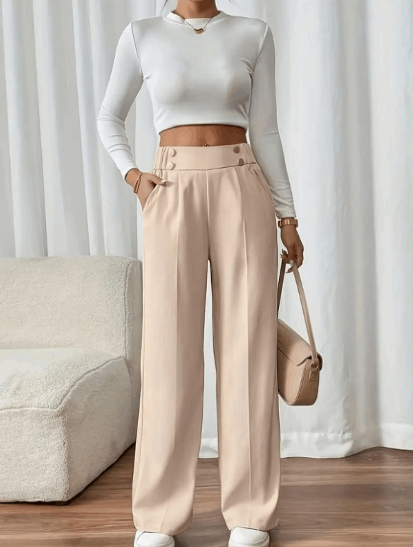 Pantalón de mujer de talle alto con corte recto – ISARA