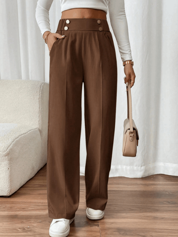 Pantalón de mujer de talle alto con corte recto – ISARA