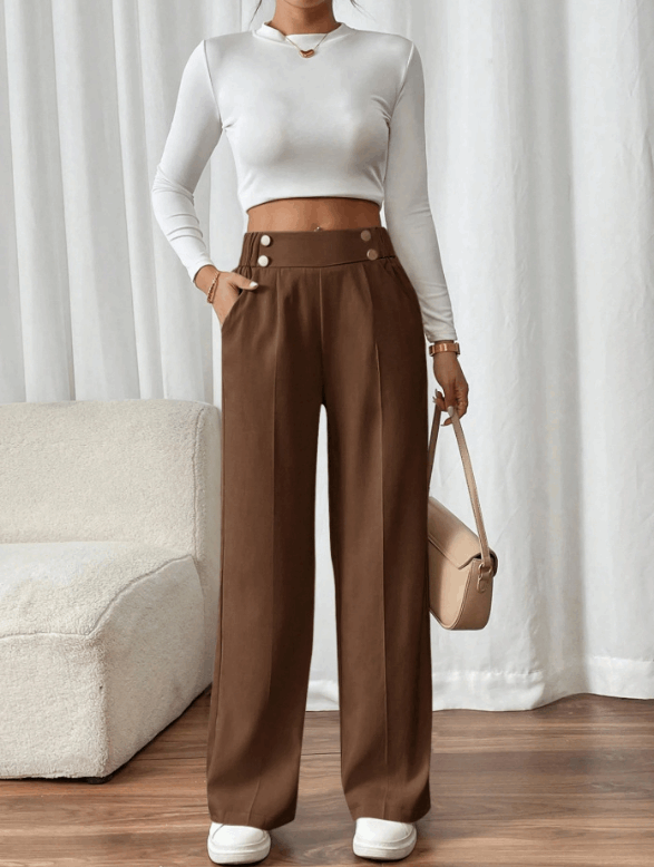 Pantalón de mujer de talle alto con corte recto – ISARA