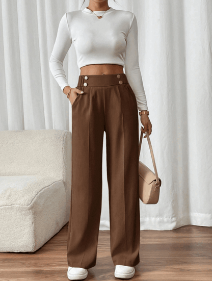Pantalón de mujer de talle alto con corte recto – ISARA