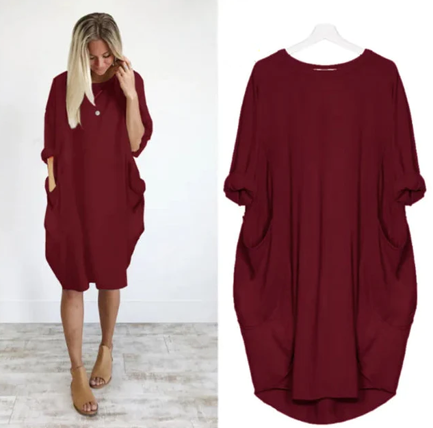 Vestido corto oversize con caída ligera y estilo relajado – NAYLA