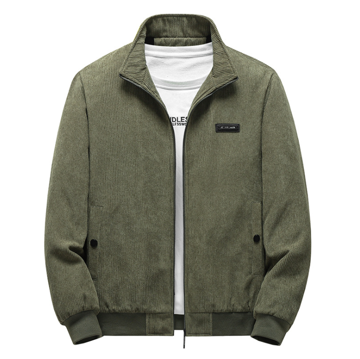 FERNANDO - Chaqueta casual de forro polar con cremallera y puños acanalados para hombre