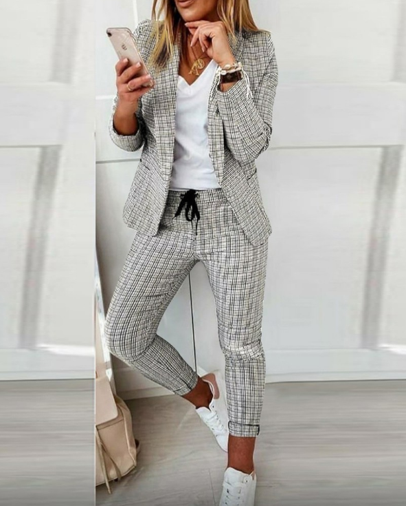 Conjunto de dos piezas para mujer con blazer y pantalón – ROZA