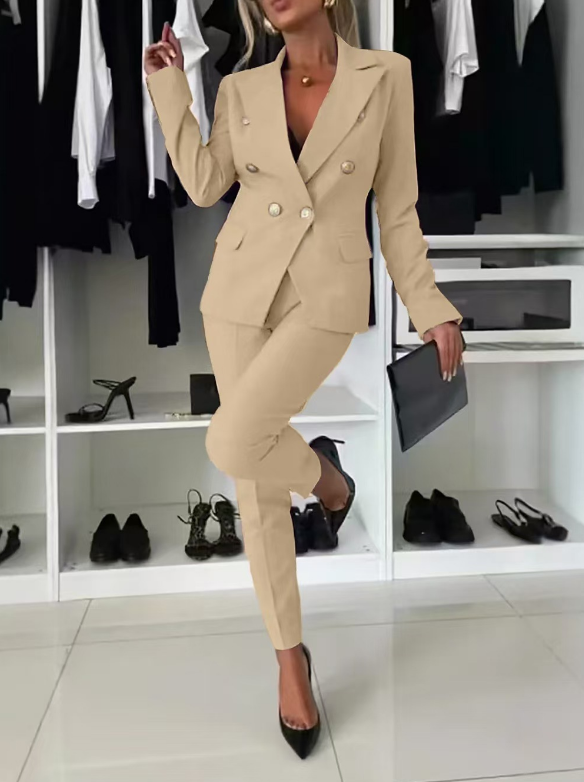 Conjunto de dos piezas para mujer con blazer entallado y pantalón – AMÉLIA RoseSuit