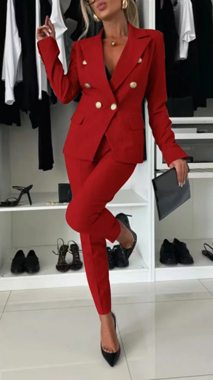 Conjunto de dos piezas para mujer con blazer entallado y pantalón – AMÉLIA RoseSuit