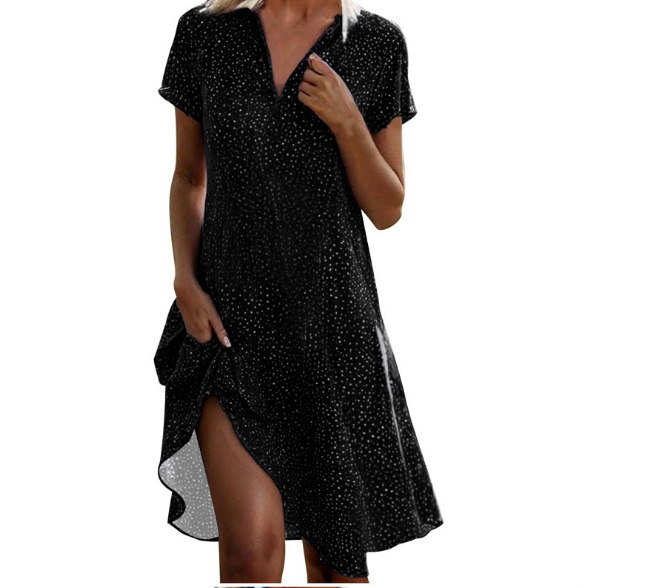 Vestido midi con estampado de lunares y diseño fluido – FIENNA