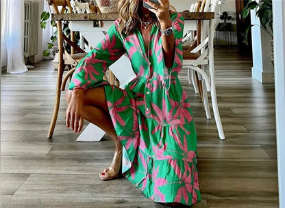 Vestido de Verano Corto con Estampado y Volante para Mujer – THEODELINDA