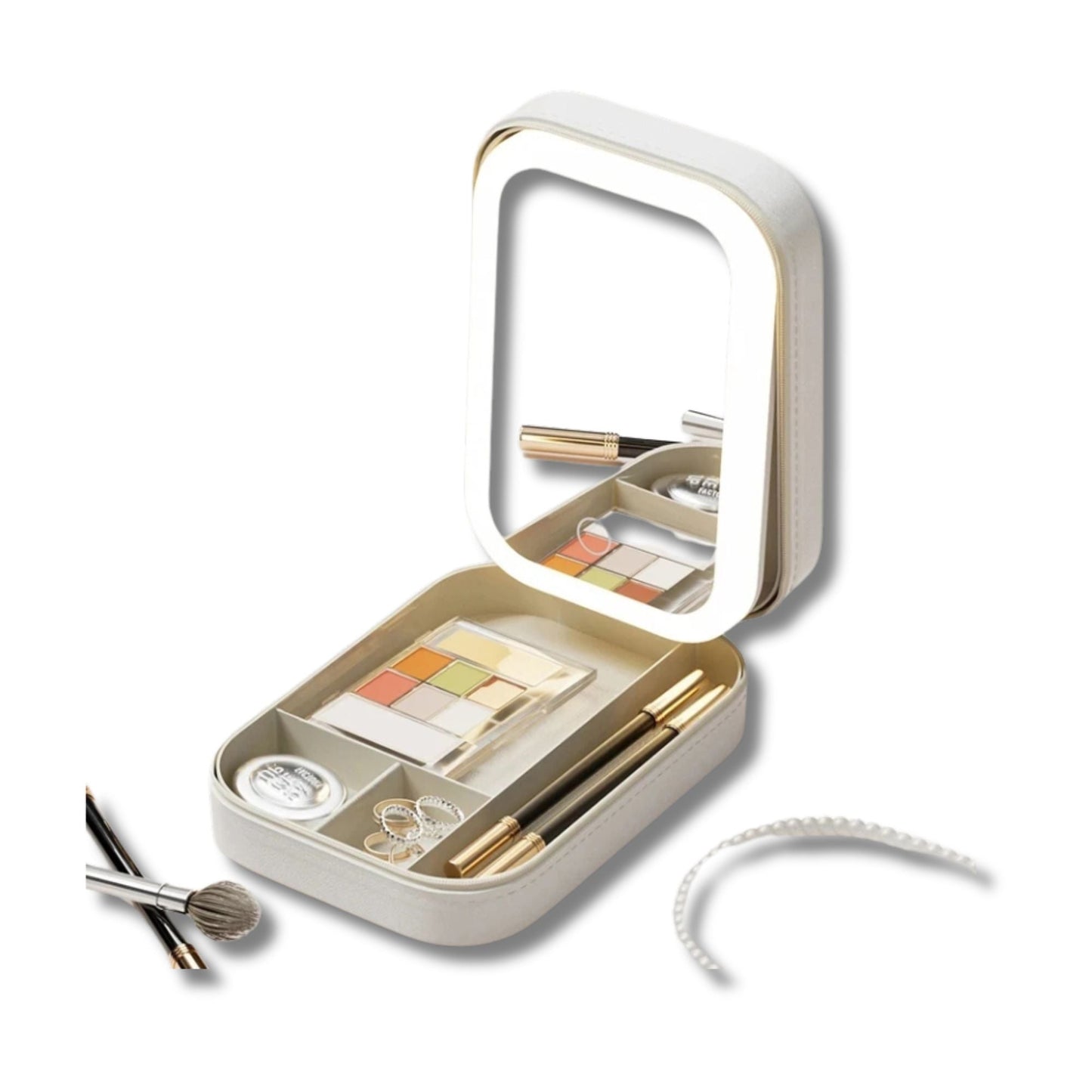 Neceser de maquillaje con espejo LED portátil para viaje – KORI
