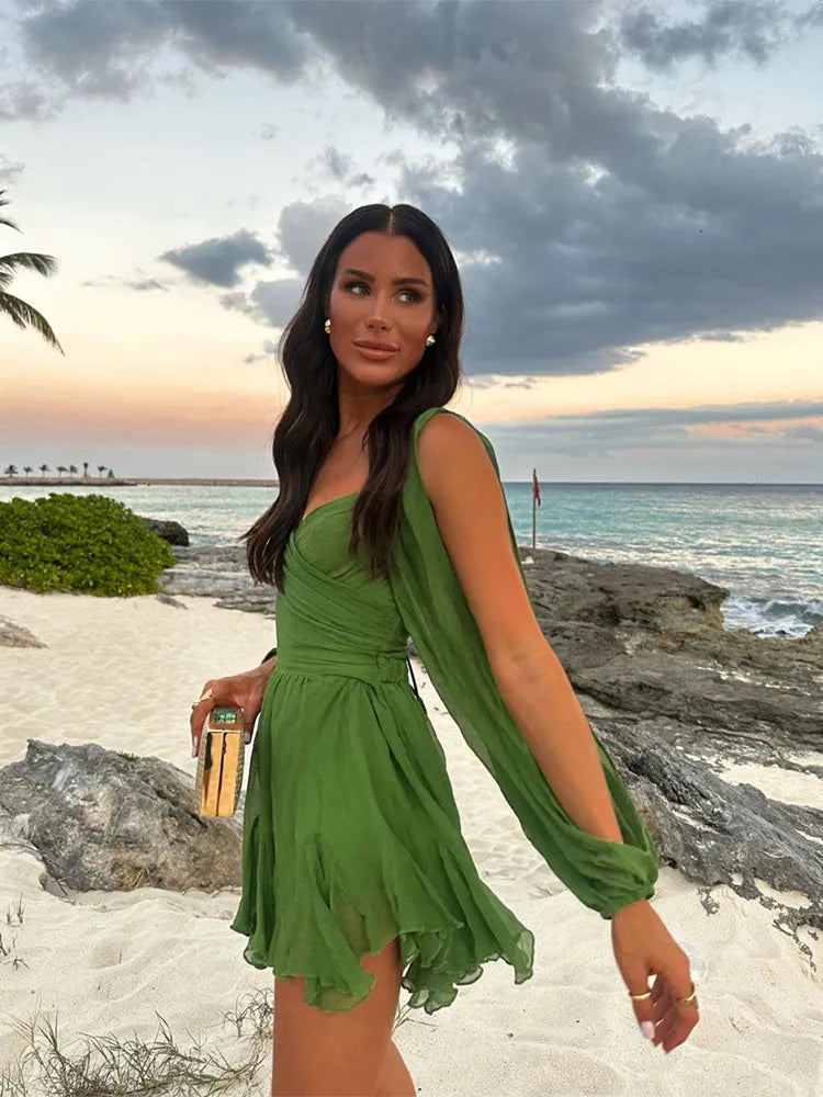 Vestido ajustado de dos piezas con estampado animal y falda mini – SELYA