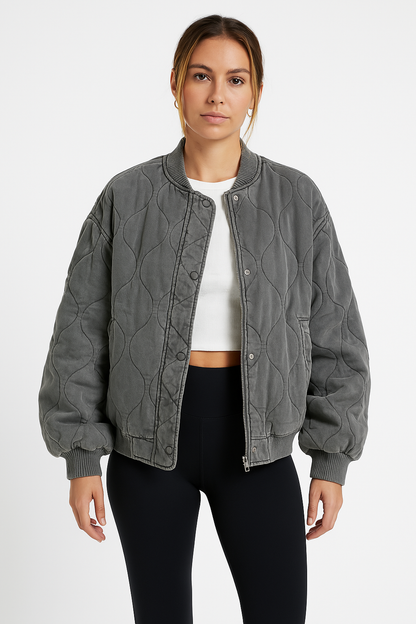 Cazadora bomber oversize de mujer con cremallera – SILVIA