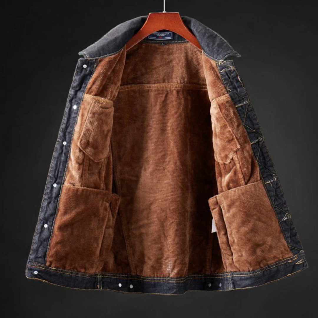 Cazadora vaquera de hombre con forro cálido y cierre de botones – SPIKAR