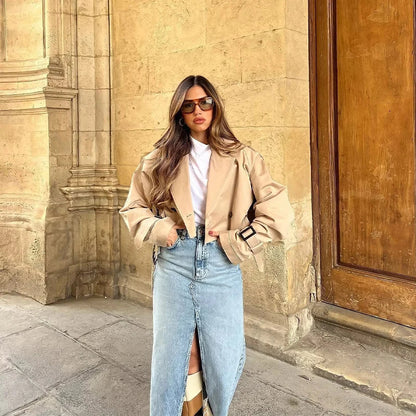 Trench corto elegante para mujer con corte entallado – STEPHANIE