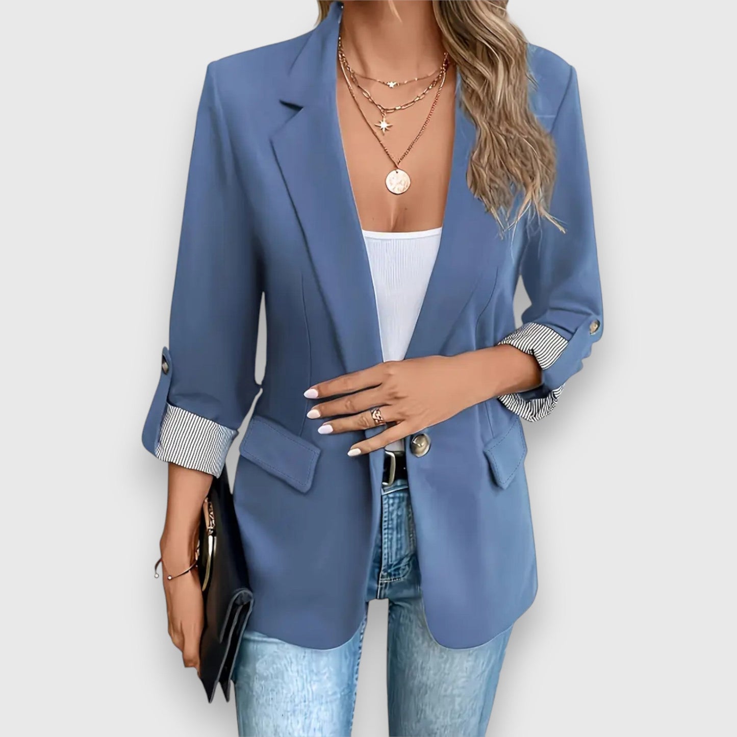 Blazer relajada con mangas remangadas para mujer – CELIA