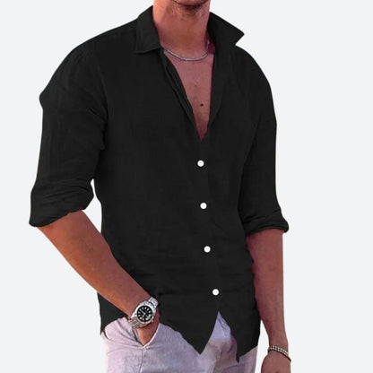 TEO - Camisa casual de hombre con mangas largas