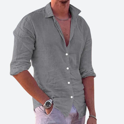 TEO - Camisa casual de hombre con mangas largas