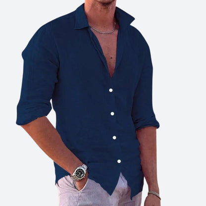 TEO - Camisa casual de hombre con mangas largas