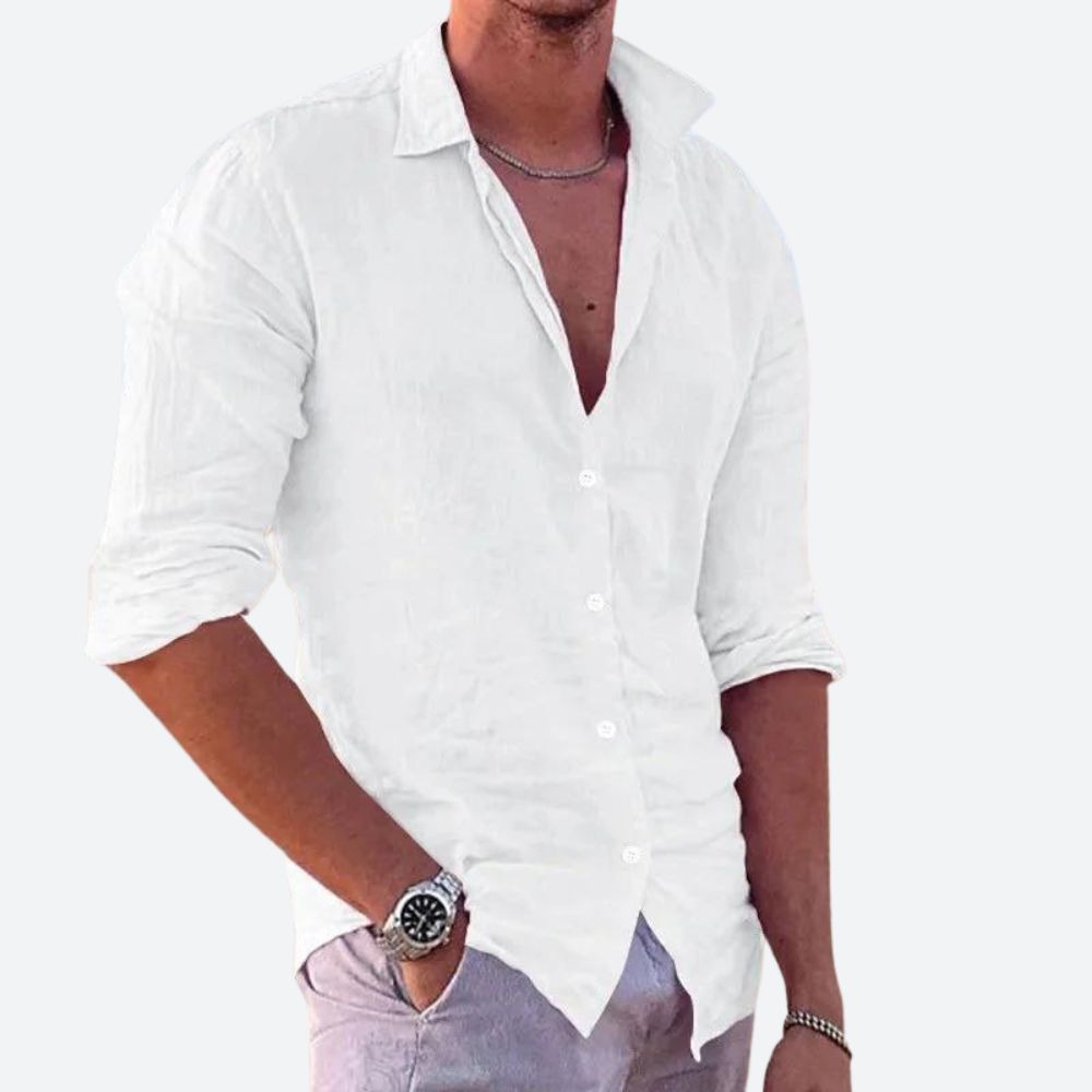TEO - Camisa casual de hombre con mangas largas