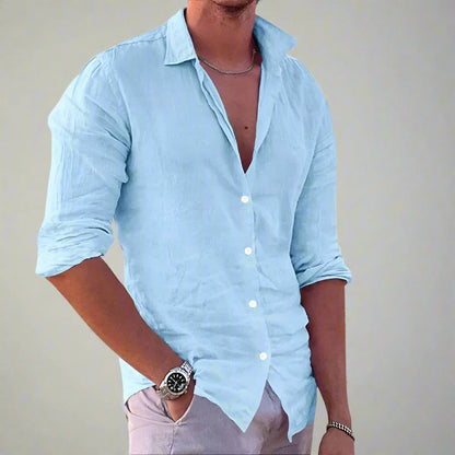 TEO - Camisa casual de hombre con mangas largas