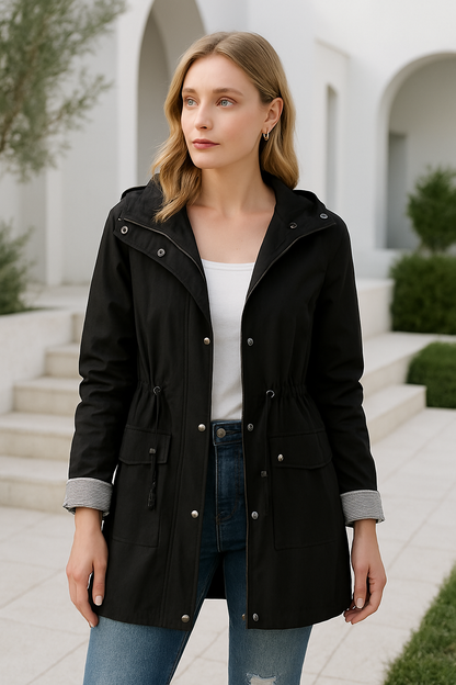 Chaqueta ligera para mujer con capucha y cordón ajustable – TAMIRA