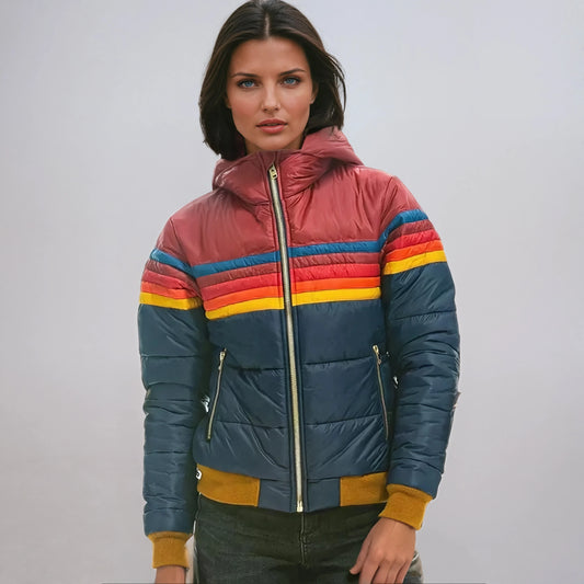RETROVA – Puffer de invierno para mujer con diseño acolchado y colores vintage