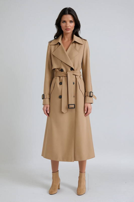 CHAMORA – Abrigo trench de invierno para mujer con cinturón ajustable
