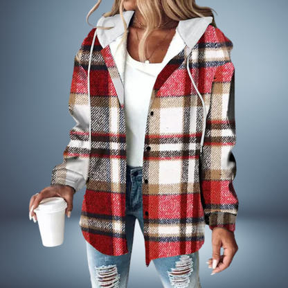 Chaqueta de mujer con estampado de cuadros y capucha – SUZARA