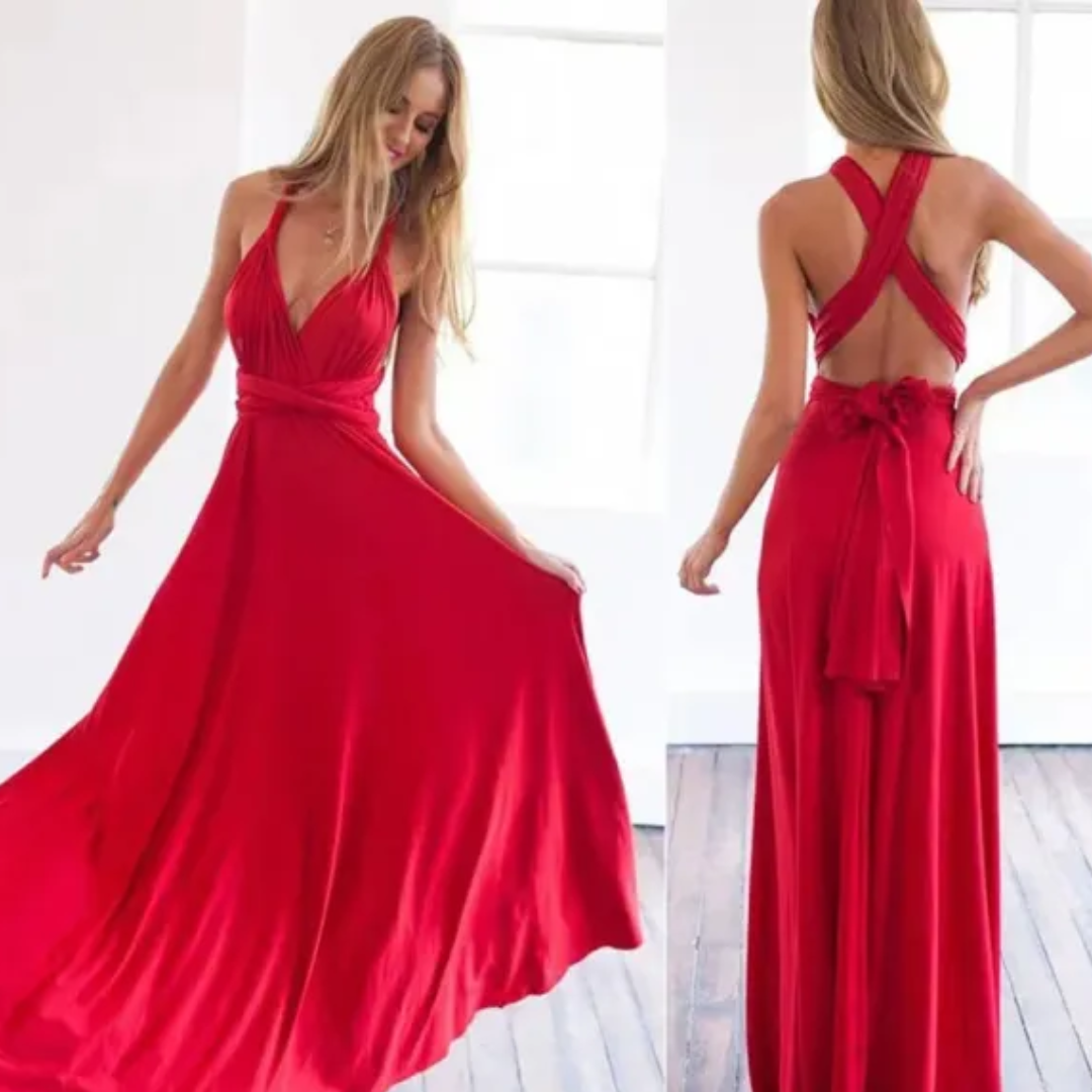 Vestido largo cruzado con espalda descubierta para mujer – AUREA