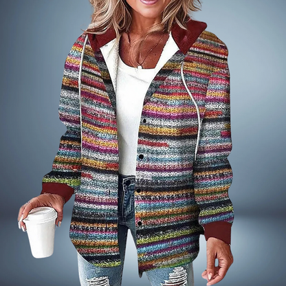 Chaqueta de mujer con estampado de cuadros y capucha – SUZARA