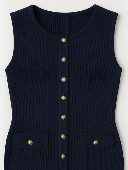 Vestido midi sin mangas con diseño recto y minimalista – CLAIRA