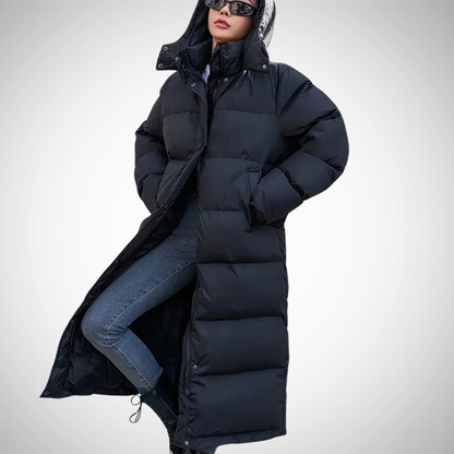Abrigo largo tipo puffer para mujer con capucha – SIMARA