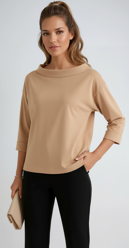 CROVELIA – Camiseta cropped de mujer con manga corta y cuello redondo