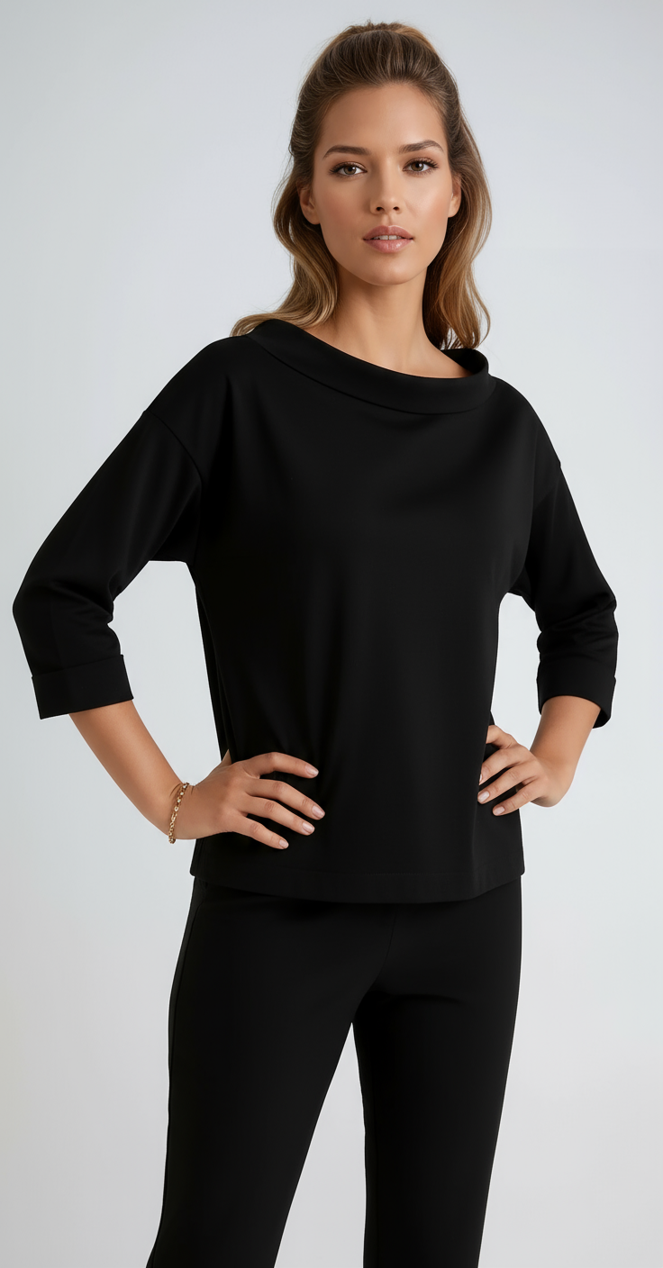 CROVELIA – Camiseta cropped de mujer con manga corta y cuello redondo