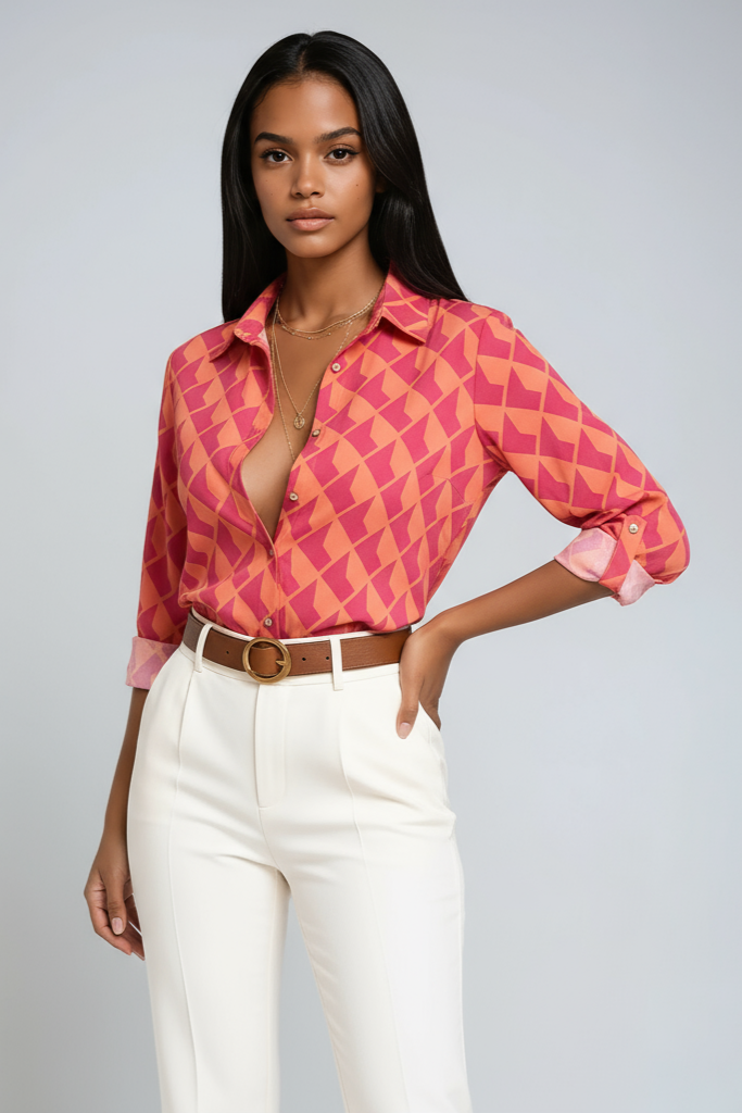 Blusa estampada de mujer con corte fluido – ELVINA