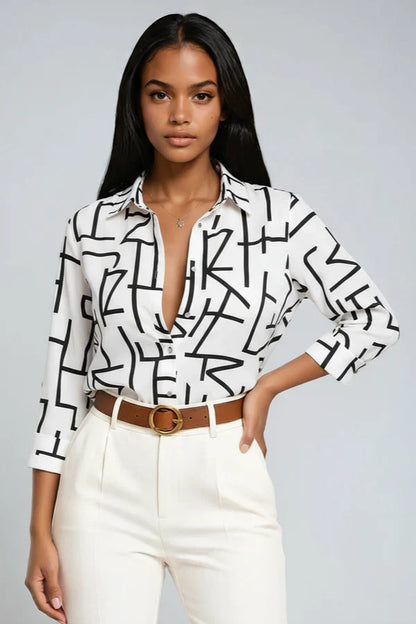 Blusa estampada de mujer con corte fluido – ELVINA