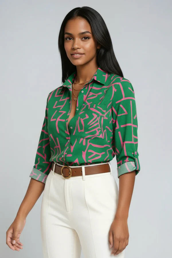 Blusa estampada de mujer con corte fluido – ELVINA